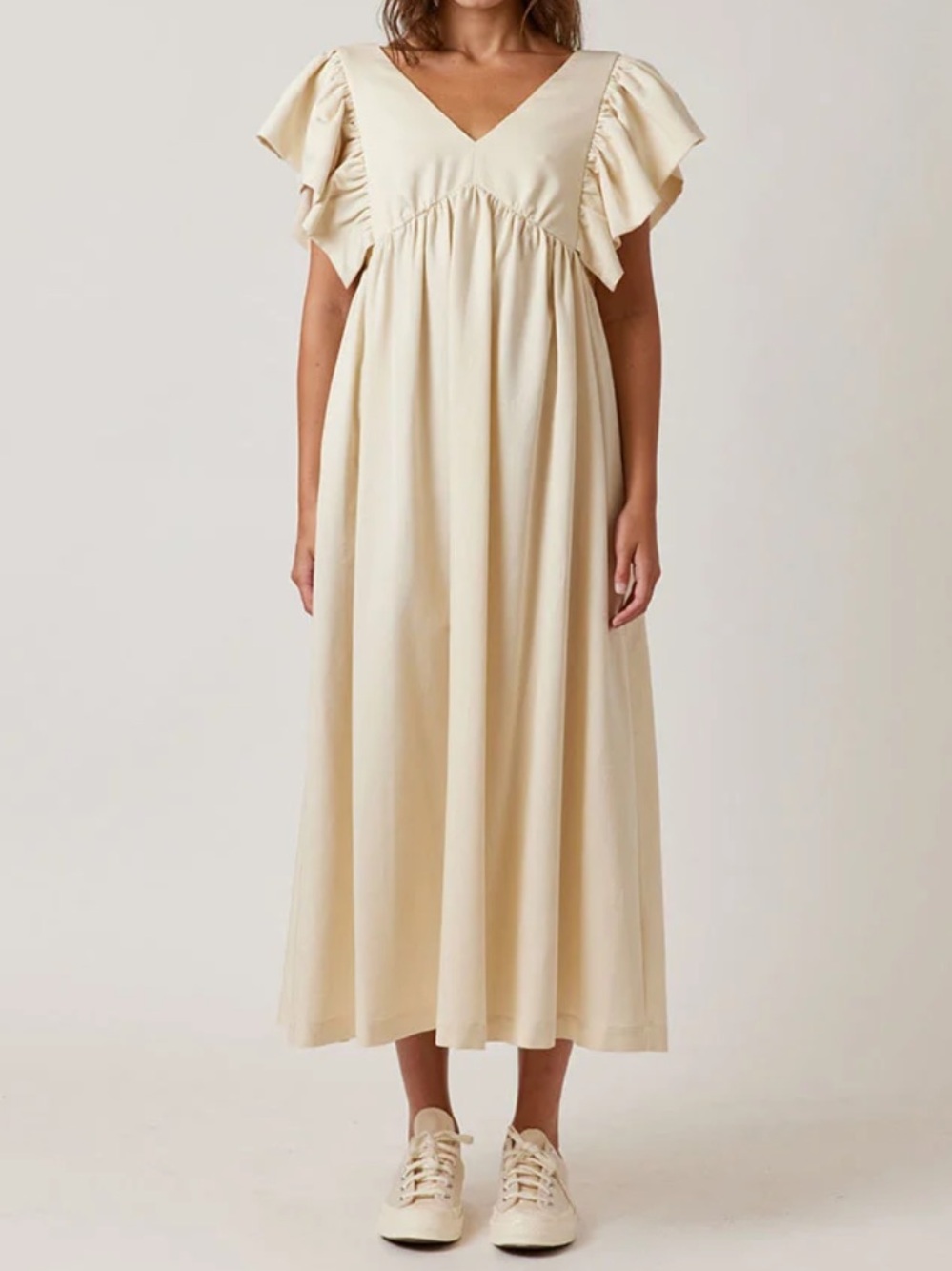 Amente ruffle sleeve midi dress size L